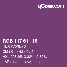 Color code: RGB 117 61 118 | qconv.com