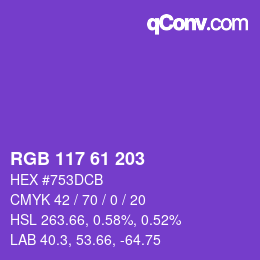Color code: RGB 117 61 203 | qconv.com