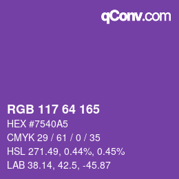 Color code: RGB 117 64 165 | qconv.com
