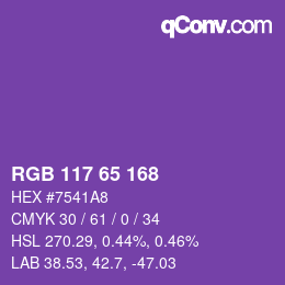 カラーコード: RGB 117 65 168 | qconv.com