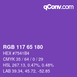 颜色代码: RGB 117 65 180 | qconv.com