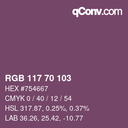 Color code: RGB 117 70 103 | qconv.com