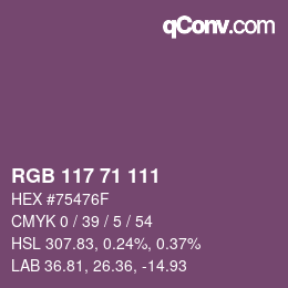 颜色代码: RGB 117 71 111 | qconv.com