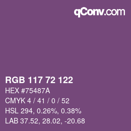 Farbcode: RGB 117 72 122 | qconv.com