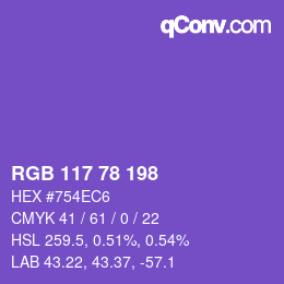 颜色代码: RGB 117 78 198 | qconv.com