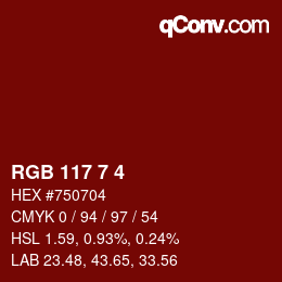 Color code: RGB 117 7 4 | qconv.com