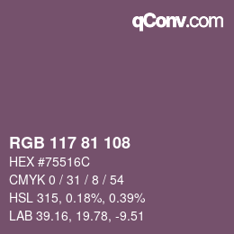 Color code: RGB 117 81 108 | qconv.com