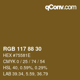 カラーコード: RGB 117 88 30 | qconv.com