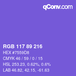 Color code: RGB 117 89 216 | qconv.com