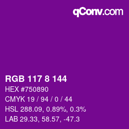 カラーコード: RGB 117 8 144 | qconv.com