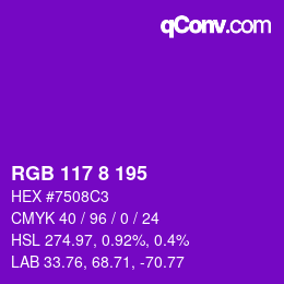 Color code: RGB 117 8 195 | qconv.com