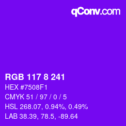 カラーコード: RGB 117 8 241 | qconv.com