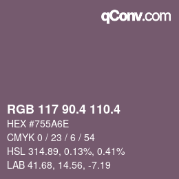 カラーコード: RGB 117 90.4 110.4 | qconv.com
