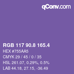 カラーコード: RGB 117 90.8 165.4 | qconv.com