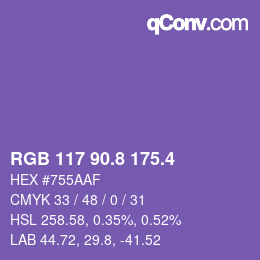 カラーコード: RGB 117 90.8 175.4 | qconv.com