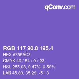カラーコード: RGB 117 90.8 195.4 | qconv.com