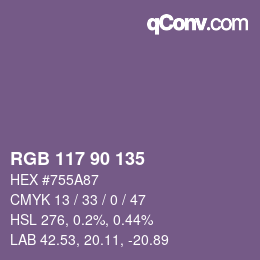 Farbcode: RGB 117 90 135 | qconv.com