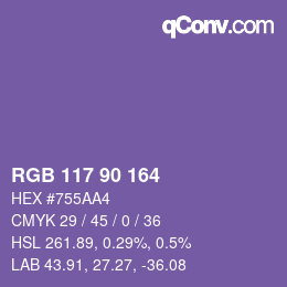 Color code: RGB 117 90 164 | qconv.com