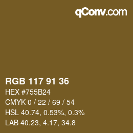 Farbcode: RGB 117 91 36 | qconv.com