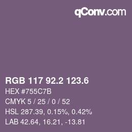 カラーコード: RGB 117 92.2 123.6 | qconv.com