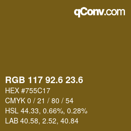 カラーコード: RGB 117 92.6 23.6 | qconv.com