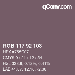 カラーコード: RGB 117 92 103 | qconv.com