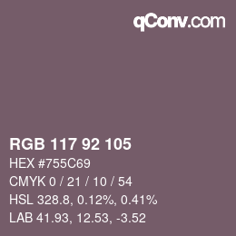 カラーコード: RGB 117 92 105 | qconv.com