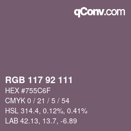 Color code: RGB 117 92 111 | qconv.com