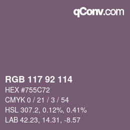 カラーコード: RGB 117 92 114 | qconv.com