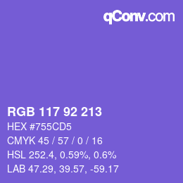 カラーコード: RGB 117 92 213 | qconv.com