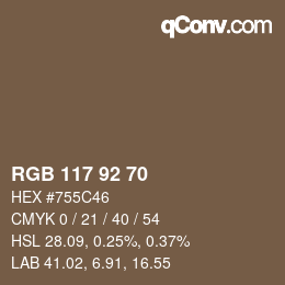 Código de color: RGB 117 92 70 | qconv.com