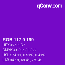 Color code: RGB 117 9 199 | qconv.com