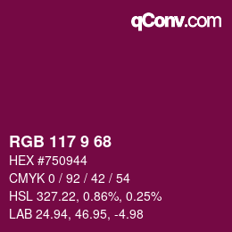 颜色代码: RGB 117 9 68 | qconv.com