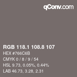 Color code: RGB 118.1 108.8 107 | qconv.com