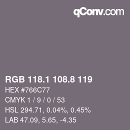 Color code: RGB 118.1 108.8 119 | qconv.com