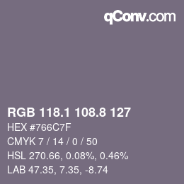 Color code: RGB 118.1 108.8 127 | qconv.com