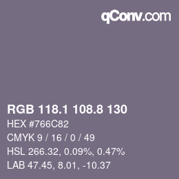 Color code: RGB 118.1 108.8 130 | qconv.com