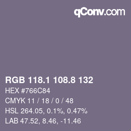 Color code: RGB 118.1 108.8 132 | qconv.com