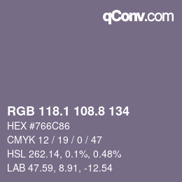 Color code: RGB 118.1 108.8 134 | qconv.com