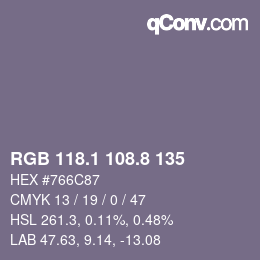 カラーコード: RGB 118.1 108.8 135 | qconv.com