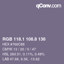 Color code: RGB 118.1 108.8 136 | qconv.com