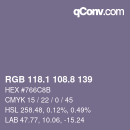 Color code: RGB 118.1 108.8 139 | qconv.com
