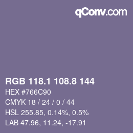 Color code: RGB 118.1 108.8 144 | qconv.com