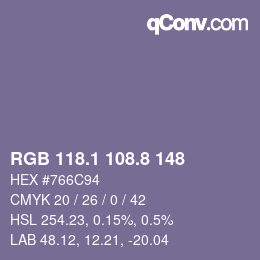 Color code: RGB 118.1 108.8 148 | qconv.com