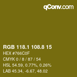 カラーコード: RGB 118.1 108.8 15 | qconv.com