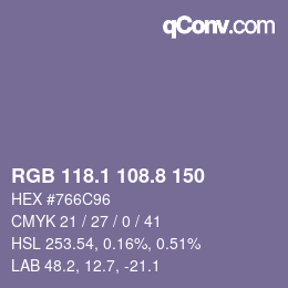 Farbcode: RGB 118.1 108.8 150 | qconv.com