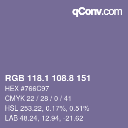 Color code: RGB 118.1 108.8 151 | qconv.com