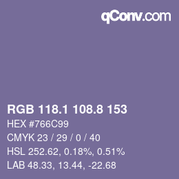 Color code: RGB 118.1 108.8 153 | qconv.com