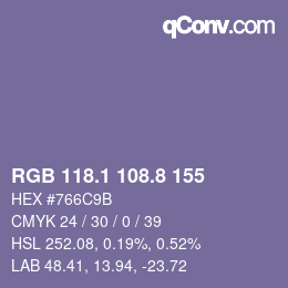 Color code: RGB 118.1 108.8 155 | qconv.com