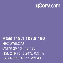 カラーコード: RGB 118.1 108.8 166 | qconv.com